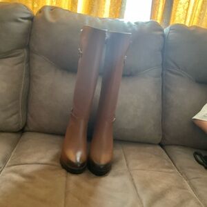 Brown Leather Knee-High Boots